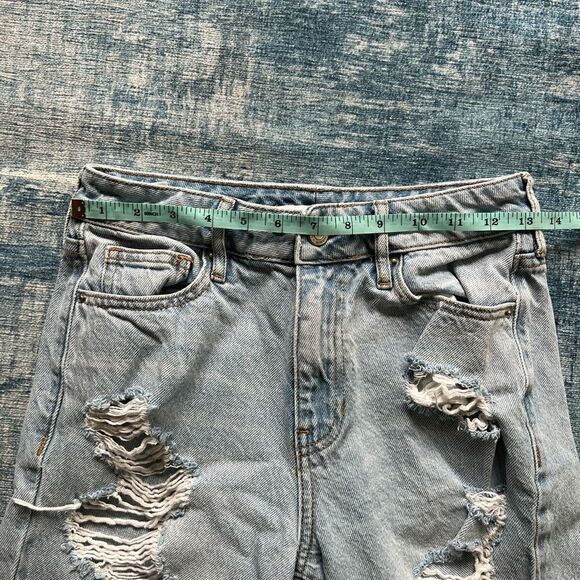 Pacsun Distressed Pale Wash Straight Leg High Rise Mom Jeans Size 25 - Picture 6 of 7